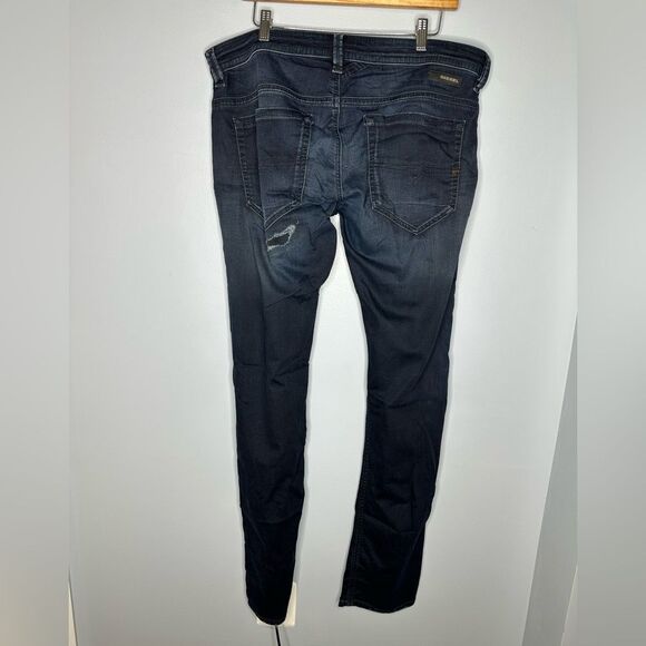 Diesel Denim Sweatpants Mens 36x34 Krooley Tapered JoggerJeans Navy Distressed - Picture 2 of 6